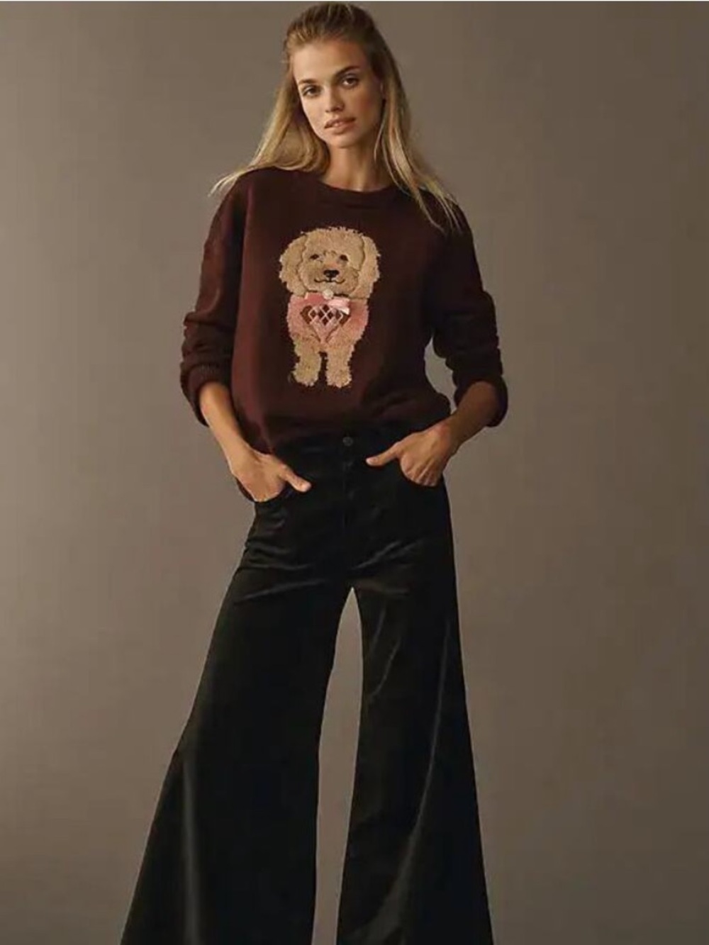 Anthropologie Maeve Crew-Neck Dog Icon Pullover Sweater, size M - Picture 5 of 6
